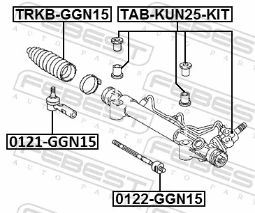 TABKUN25KIT Febest Silentblock de montaje de la cremallera de dirección