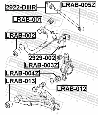 LRAB005Z Febest Silentblock de brazo transversal de suspensión trasera
