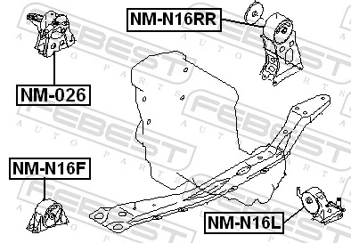 NM026 Febest Soportes de motor delantero