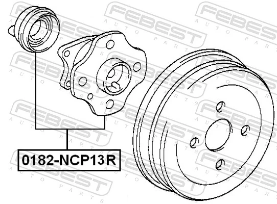 0182NCP13R Febest Buje de rueda trasero