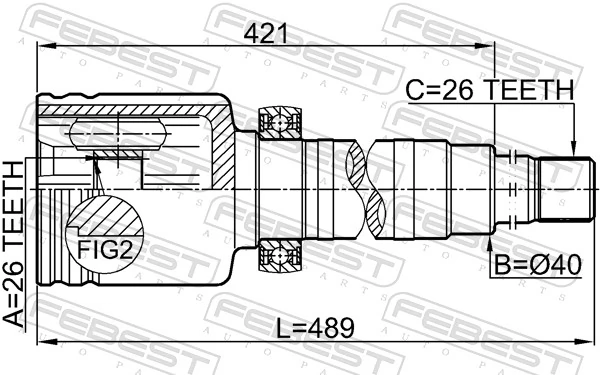 2111TC726RH Febest Junta homocinética interna delantera derecha