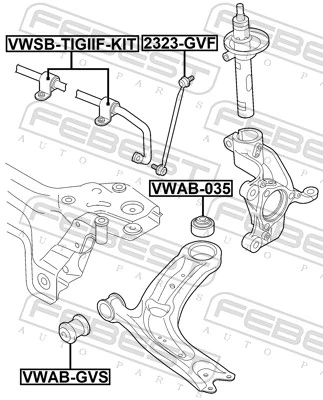 VWSBTIGIIFKIT Febest Buje de barra estabilizadora delantera