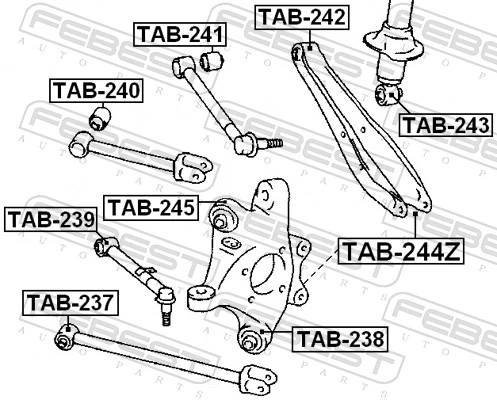 TAB238 Febest Buje de mangueta trasera