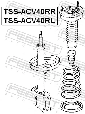 TSSACV40RR Febest Soporte del amortiguador trasero derecho