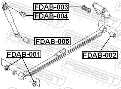 FDAB002 Febest Buje trasero de ballesta trasera