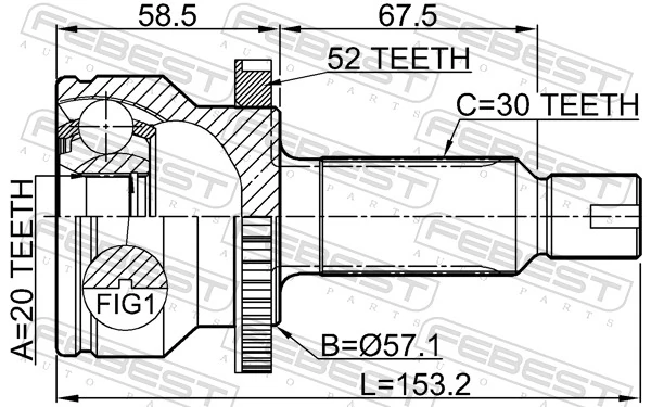 1210SFA52R Febest Junta homocinética exterior trasera
