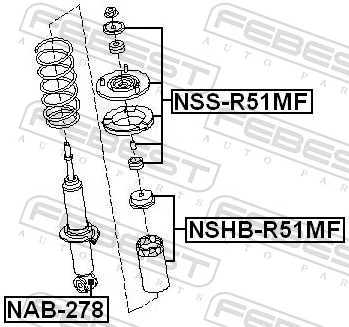 NAB278 Febest Buje del amortiguador delantero