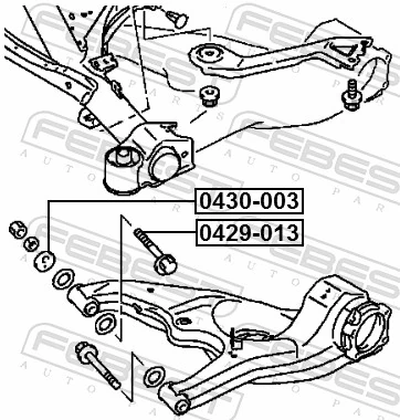 0429013 Febest Perno de fijación interior del brazo oscilante inferior trasero