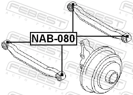 NAB080 Febest Buje del brazo transversal trasero