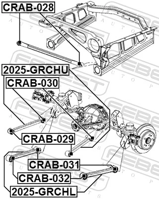 CRAB029 Febest Buje del brazo longitudinal superior trasero