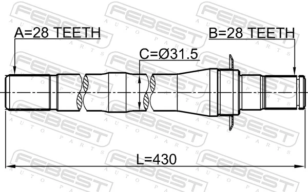 1212CM10AT4WD Febest Árbol de transmisión intermedio