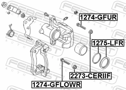 1275LFR Febest Kit de reparación de frenos trasero