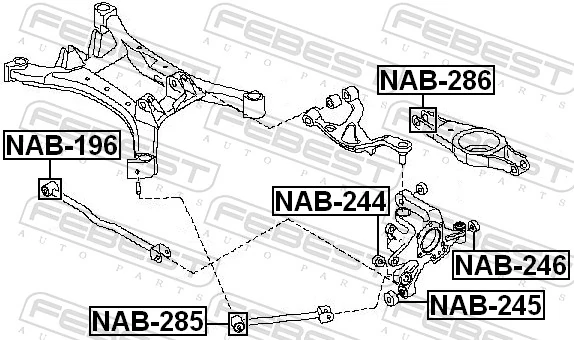 NAB285 Febest Silentblock de brazo transversal de suspensión trasera