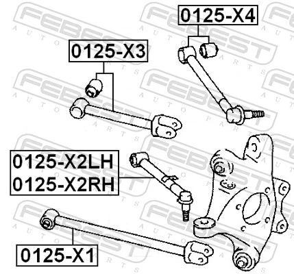 0125X4 Febest Brazo superior de suspensión trasera izquierdo/derecho