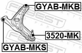 3520MK Febest Rótula inferior de suspensión