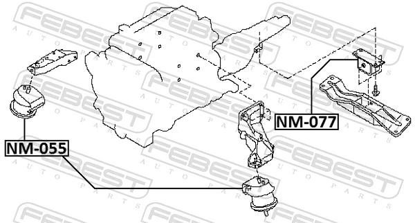 NM055 Febest Almohada del Motor Izquierda / Derecha
