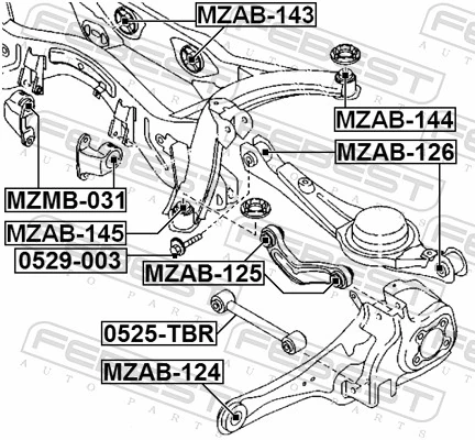 MZAB125 Febest Silentblock del brazo superior de suspensión trasera