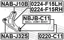 0224F15LH Febest Brazo inferior izquierdo de la suspensión delantera