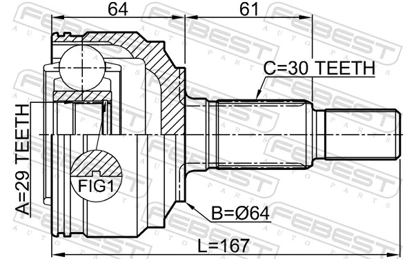 1710Q7R Febest Junta homocinética exterior trasera