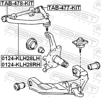 0124KLH28LH Febest Trapecio de suspensión delantera, superior izquierda