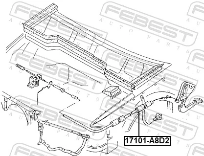 17101A8D2 Febest Cable de capó del motor