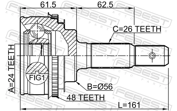 0110SXV20A48 Febest Junta homocinética
