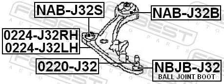NABJ32B Febest Silentblock de brazo de suspensión delantero inferior
