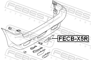FECBX5R Febest Tapa de gancho de remolque trasero del parachoques