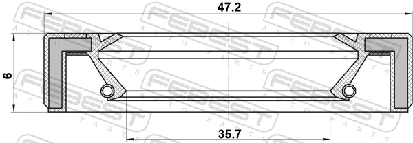 95GAY37470606C Febest Sello de aceite de transmisión automática/caja de cambios (eje del piñón)