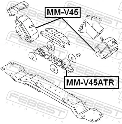 MMV45 Febest Almohada del Motor Izquierda / Derecha