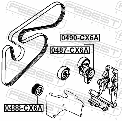 0487CX6A Febest Polea tensora