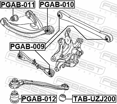 PGAB010 Febest Silentblock del brazo superior de suspensión trasera
