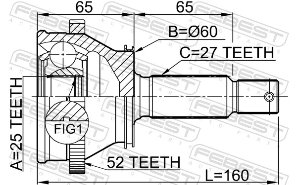 1210SFRRA52 Febest Junta homocinética exterior trasera
