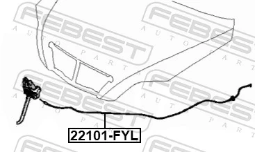 22101FYL Febest Cable de capó del motor