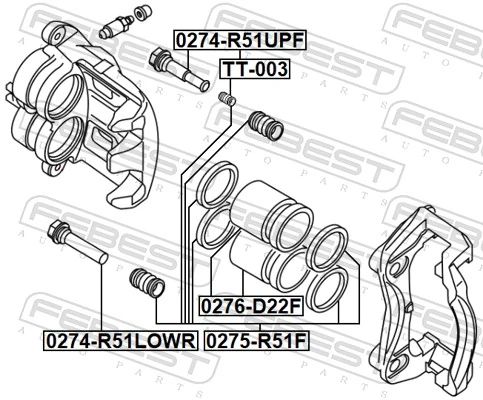 0274R51UPF Febest Pasador guía superior de la pinza de freno delantera
