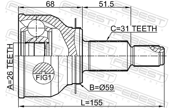 0510KEAT4WD Febest Junta homocinética