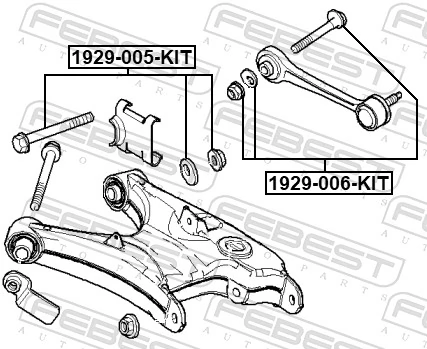 1929005KIT Febest Perno de fijación interior del brazo oscilante inferior trasero