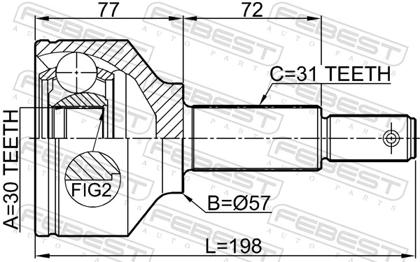 2110TTF330 Febest Junta homocinética