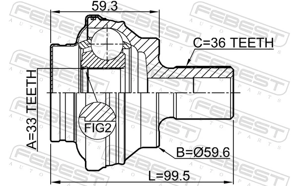 2310CCR Febest Junta homocinética exterior trasera