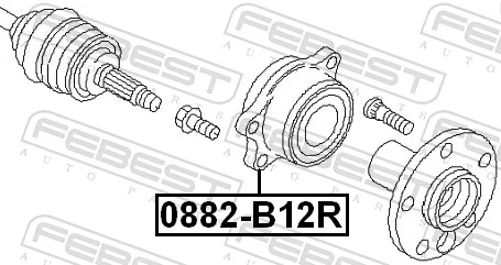 0882B12R Febest Rodamiento de rueda trasera