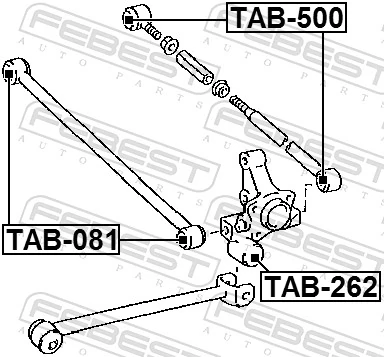 TAB500 Febest Silentblock de brazo transversal de suspensión trasera
