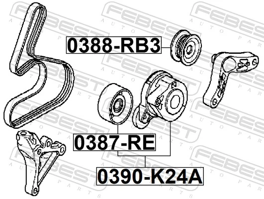 0390K24A Febest Tensor de correa de alternador