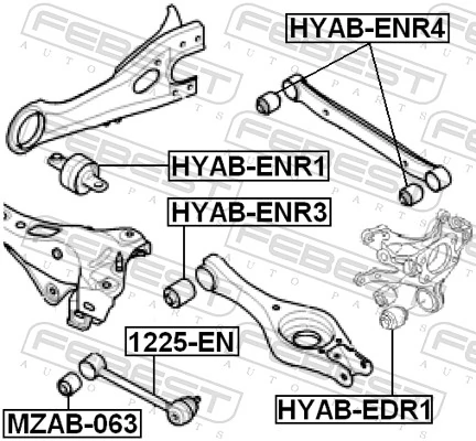 HYABENR1 Febest Buje del brazo longitudinal trasero