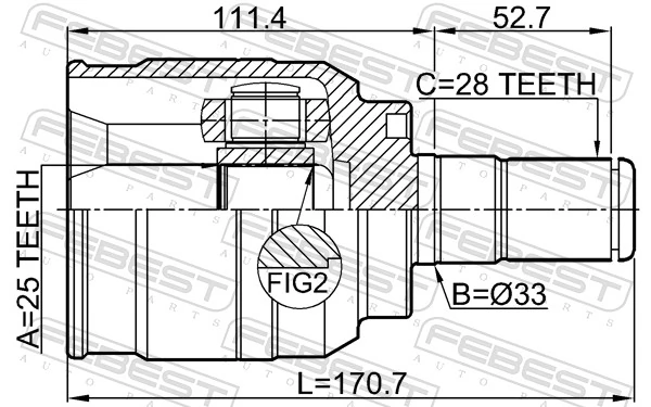 1211IX35AT Febest Junta homocinética interna delantera