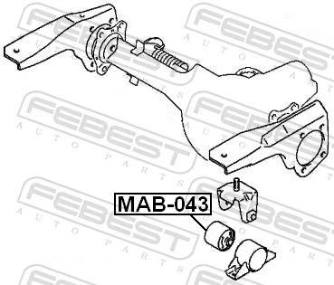 MAB043 Febest Buje de la traviesa de montaje del diferencial delantero izquierdo