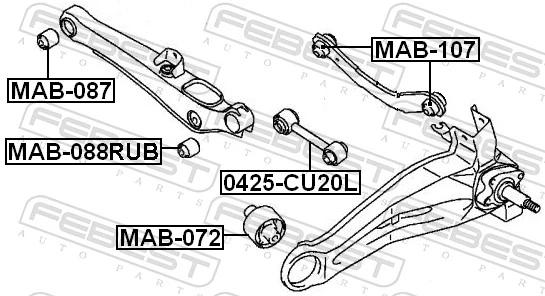 MAB088RUB Febest Buje exterior del brazo transversal trasero
