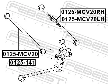 0125MCV20RH Febest Brazo transversal derecho de suspensión trasera