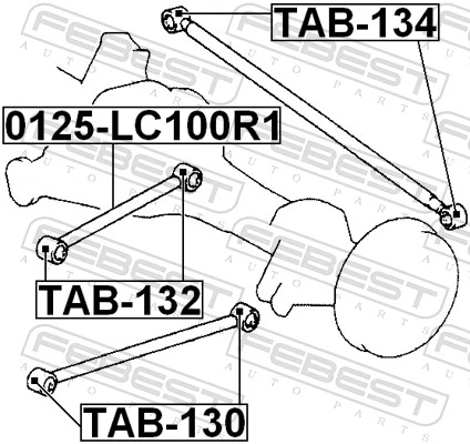 TAB134 Febest Silentblock de brazo longitudinal trasero