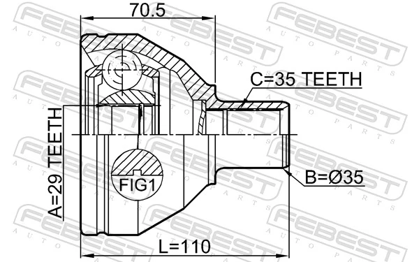 2711XC90LH Febest Junta homocinética interna delantera izquierda