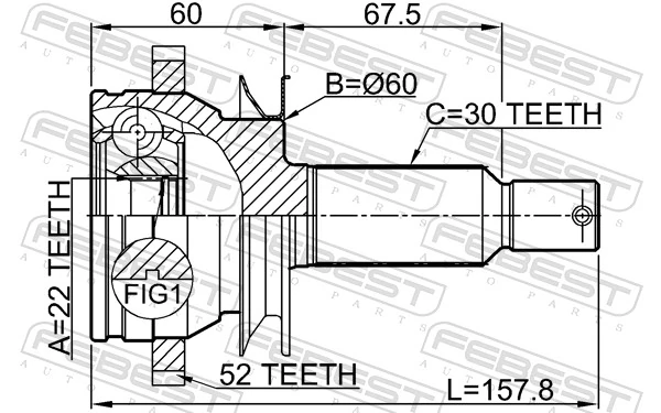 1210CM10RA52 Febest Semieje trasero